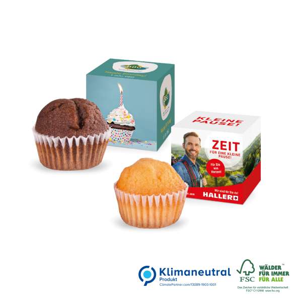 Muffin "Mini" im Werbe-Würfel, Klimaneutral, FSC®