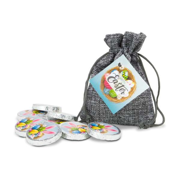 Geschenkset / Präsenteset: Oster-Schokotaler im Säckchen
