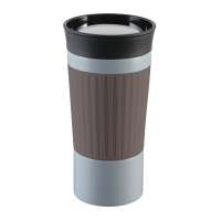 Becher grau, Hülle braun
