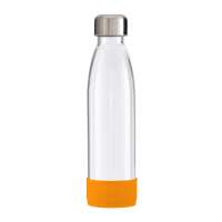 Flasche transparent, Hülle orange