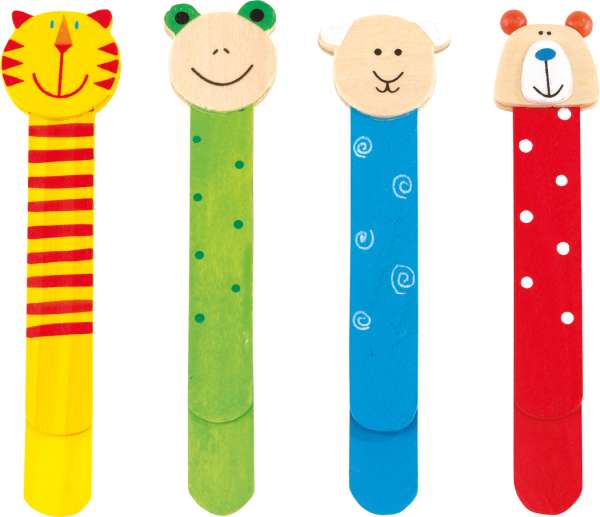 Holz-Lesezeichen FUNNY ANIMALS, 4-fach sortiert, Preis pro Stück