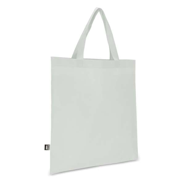 R-PET Tragetasche aus Non Woven mit kurzen Griffen 38 x 42cm 75g / m²