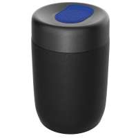 Pot schwarz, Deckel blau