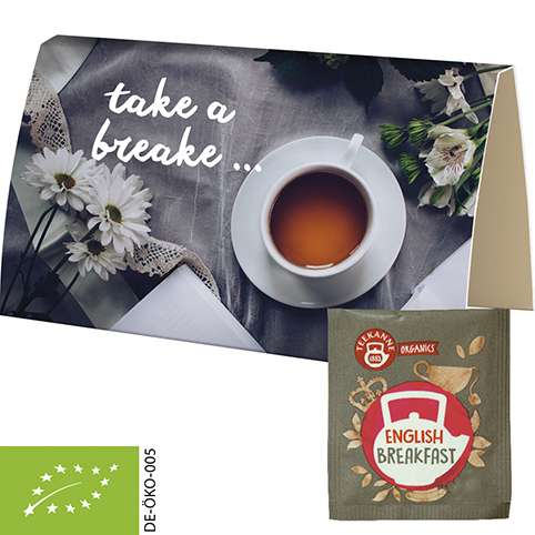 Bio Beuteltee English Breakfast, ca. 1,8g, Werbekarte A6 gefaltet