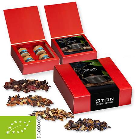 Verschiedene Weihnachts Teesorten, Bio und nicht-Bio, ca. 120g, Geschenk-Set Premium mit 4 Biologisc