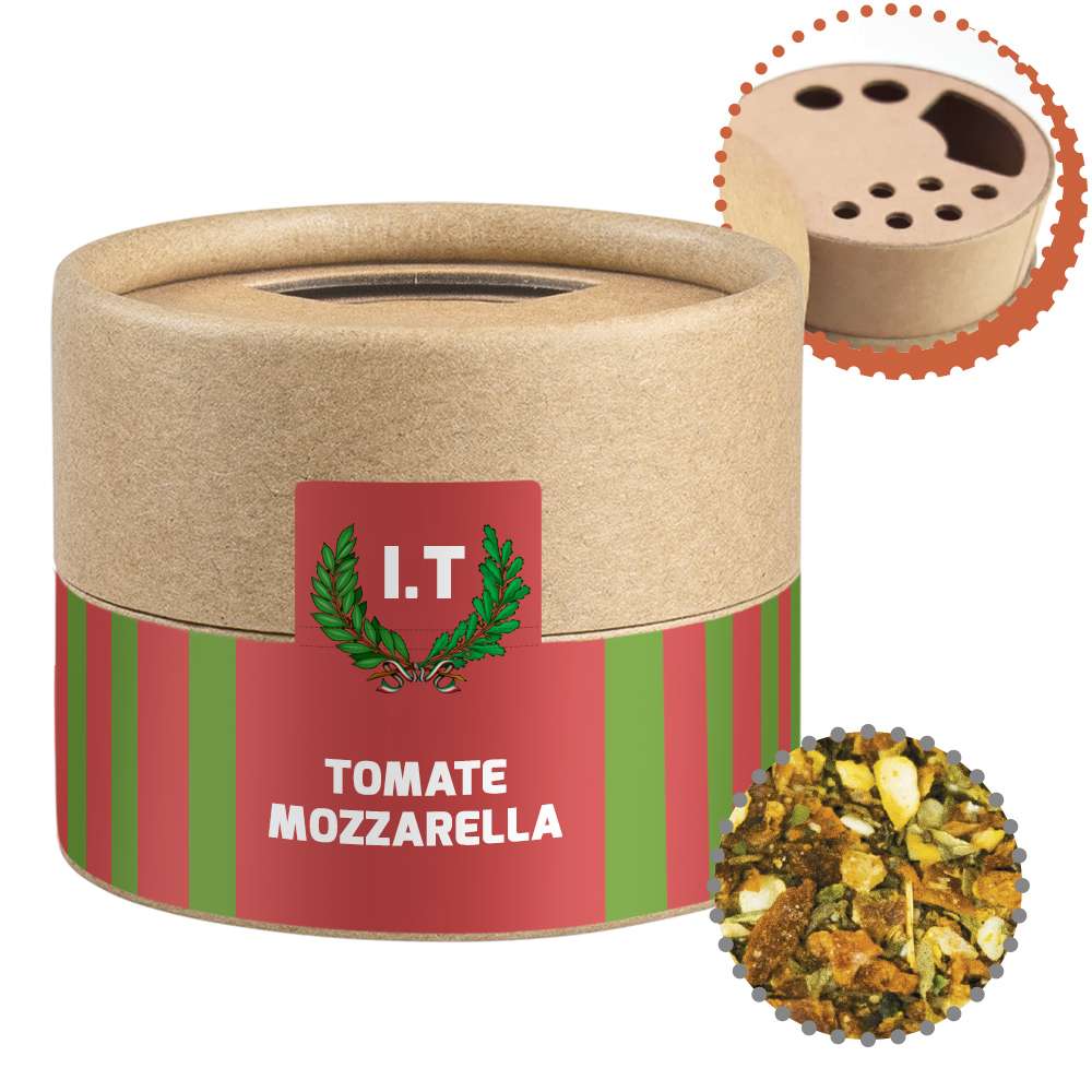 Gewürzmischung Tomate-Mozzarella, ca. 28g, Kraftpapierstreuer Mini