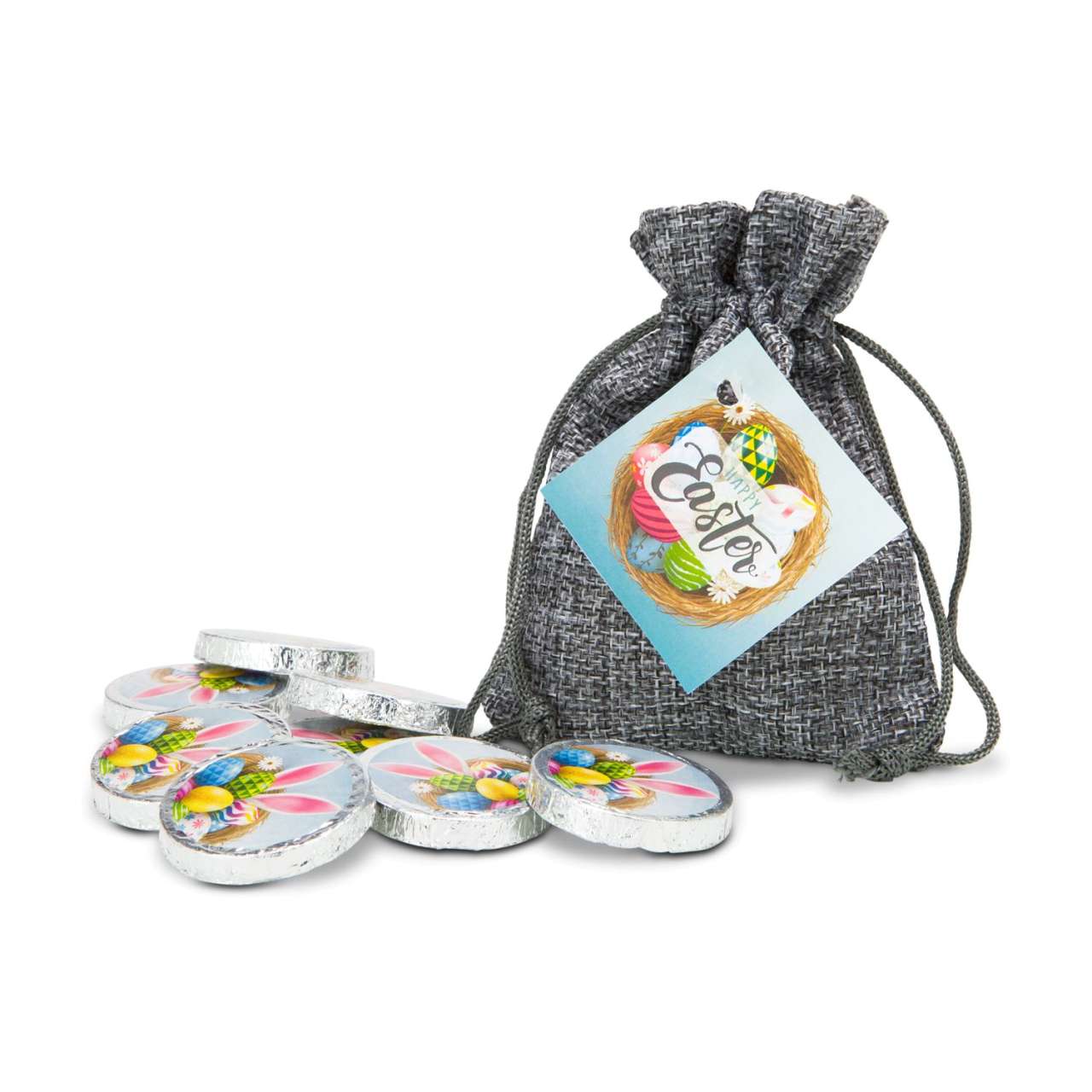 Geschenkset / Präsenteset: Oster-Schokotaler im Säckchen