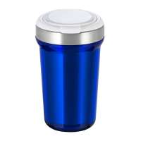 Innenbecher silber, Deckel weiß, Tasse dunkelblau