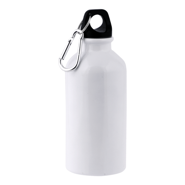 Aluminiumtrinkflasche 400 ml, Karabinerhaken, zur Sublimation