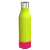 Flasche grün, Hülle magenta