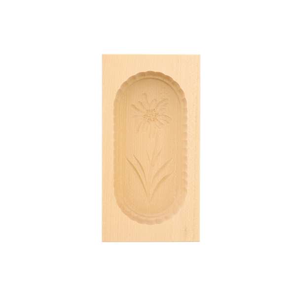 Butterform, eckig, 250 Gramm, Edelweiß aus Holz 19 cm