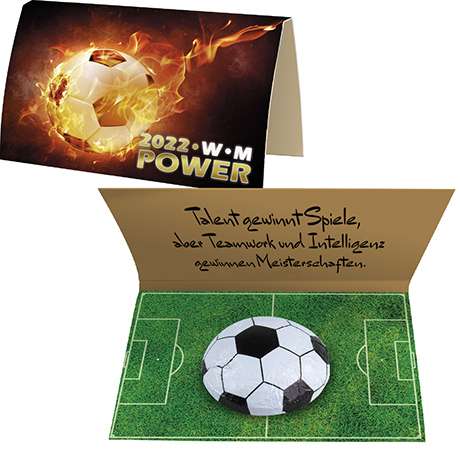 Schoko-Fußbälle, ca. 13g, Werbekarte gefaltet