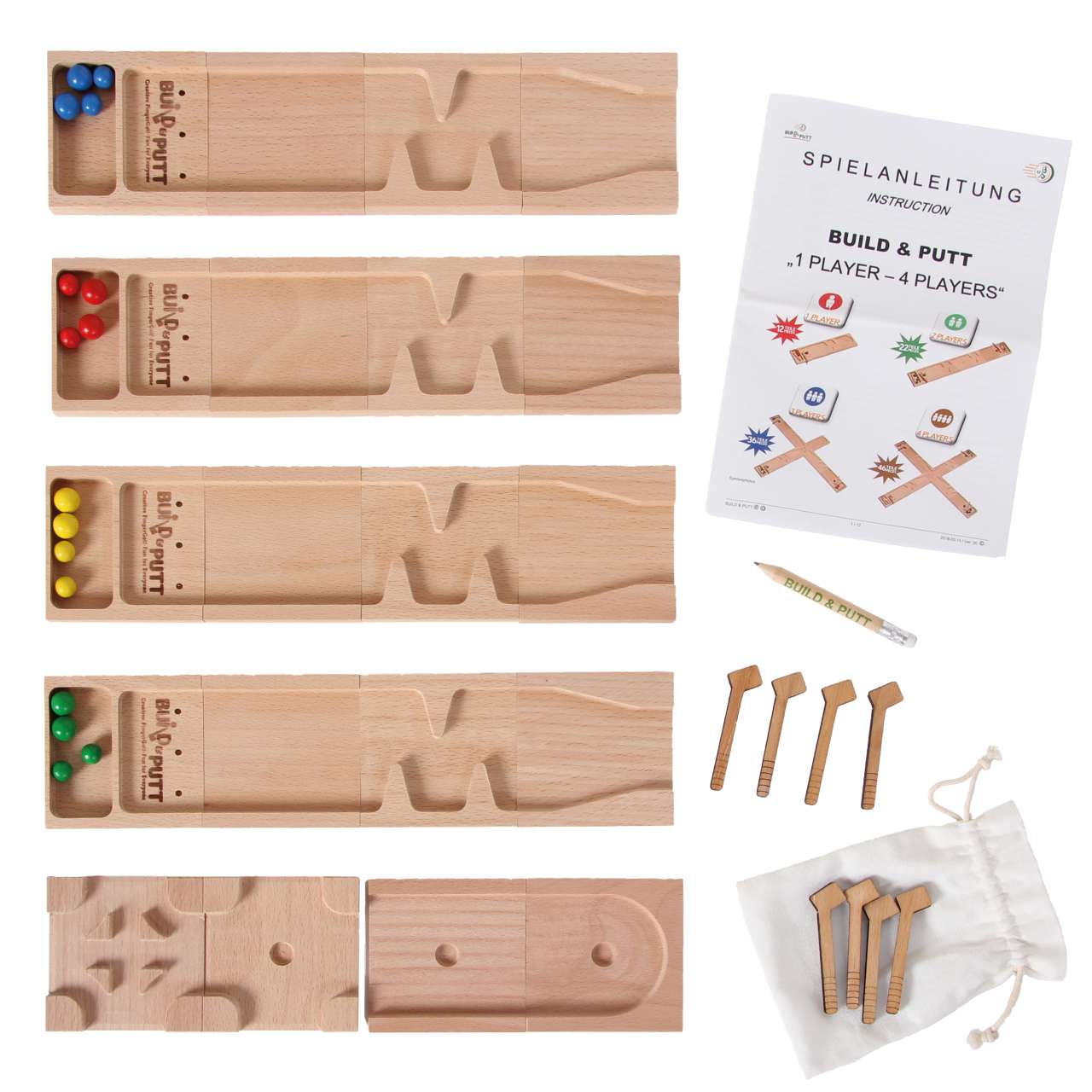 Build & Putt Finger-Golf Set für 4 Spieler (46 Teile)