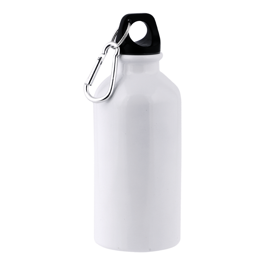 Aluminiumtrinkflasche 400 ml, Karabinerhaken, zur Sublimation