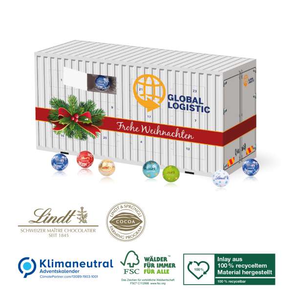 3D Adventskalender Lindt "Container", Klimaneutral, FSC®