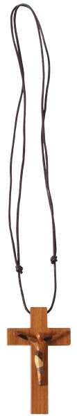 Edelholz-Kreuz klein am Lederband