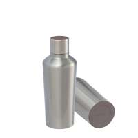 Flasche silber, Deckel braun, Boden braun