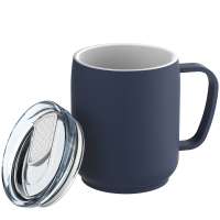 Becher blau, Deckel weiß