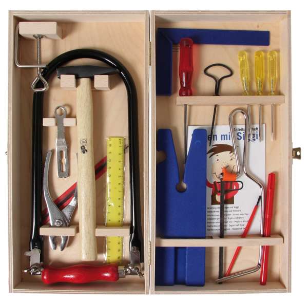 Laubsägeset im Holz-Klappkasten