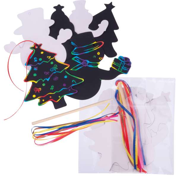 Kratzpapier Ornamente Set zum Aufhängen