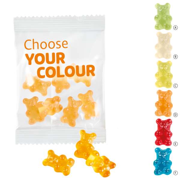 Unifarbene Premium-Bärchen, 10 g im konventionellen Tütchen