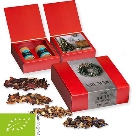 Verschiedene Weihnachts Teesorten, Bio und nicht-Bio, ca. 120g, Geschenk-Set Premium mit 2 Biologisc