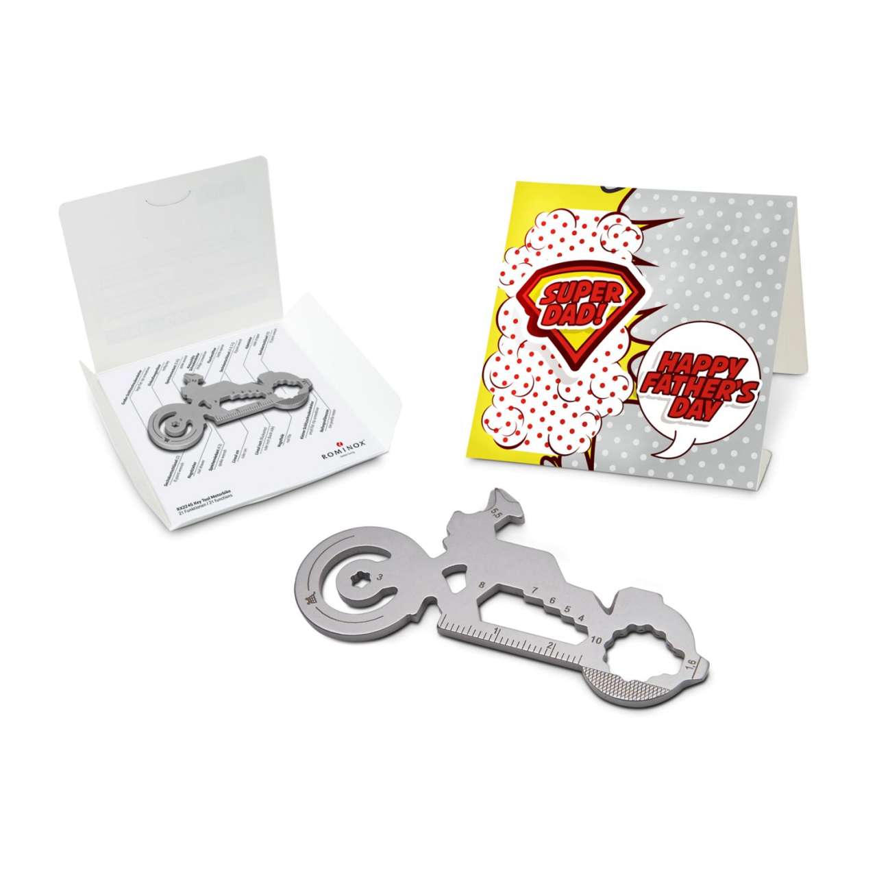 Geschenkartikel: ROMINOX® Key Tool Funktionen) im Motiv-Mäppchen Super Dad