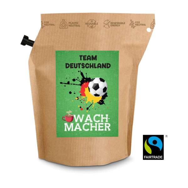 Geschenkartikel / Präsentartikel: Fußball-EM Team Deutschland Wachmacher, wiederverwendbarer Brühbeu