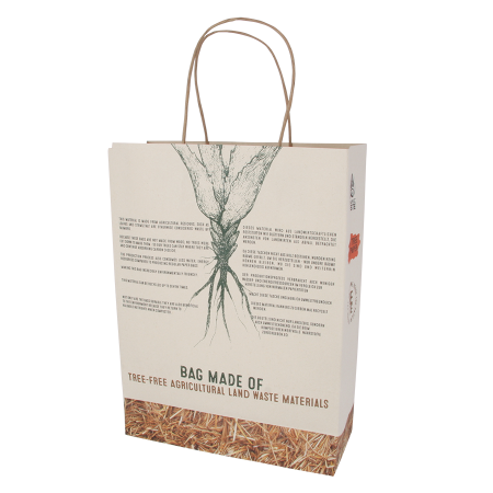 Tasche aus 50% baumfreies Papier 130 gsm, hergestellt aus landwirtschaftlichen Reststoffen 310 x 120
