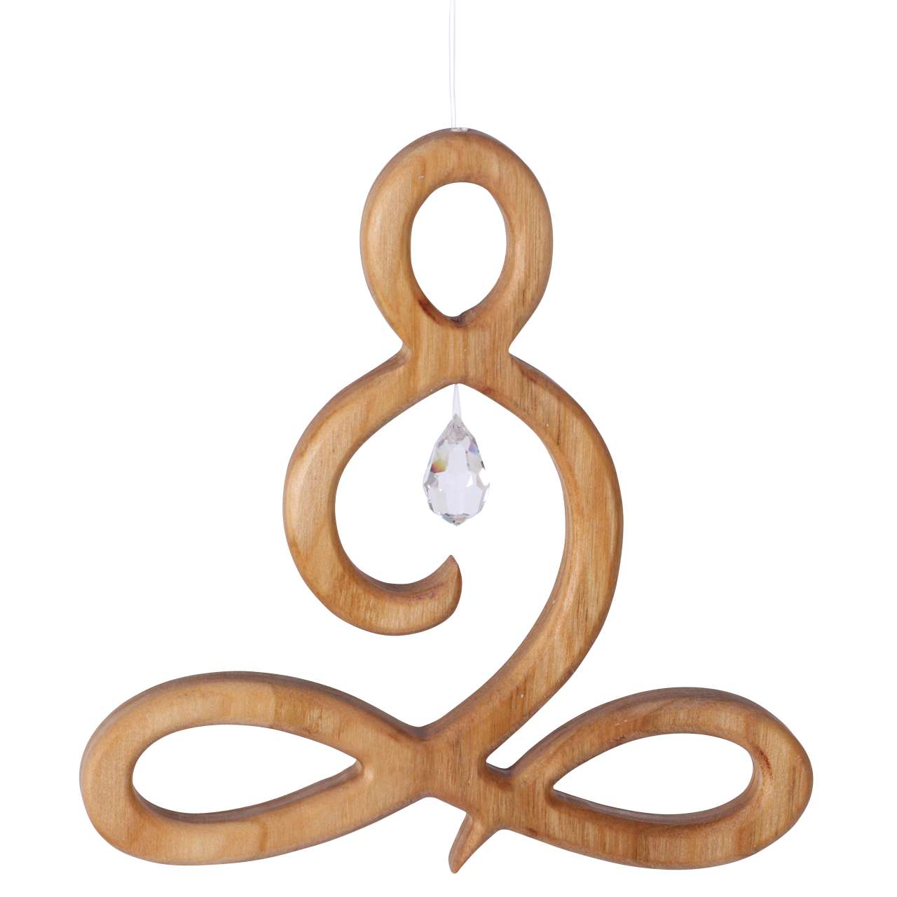 Holzhänger Buddha mit Kristall