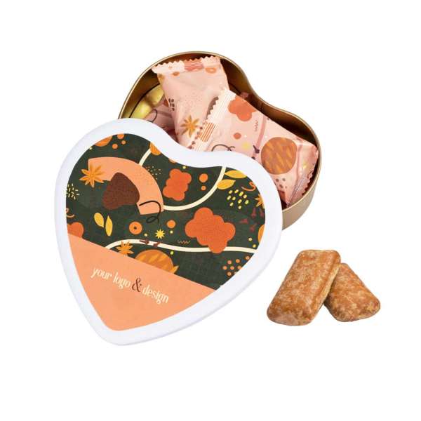LEBKUCHEN MIT LOGO IN EINER HERZDOSE