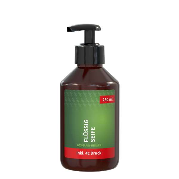 250 ml Spender - Flüssigseife Rosmarin-Ingwer - Body Label