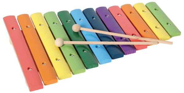 Holz-Xylophon bunt, 12 Töne