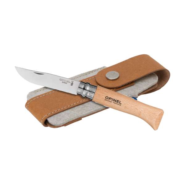Opinel Inox No 08 Taschenmesser in einer Gürteletui
