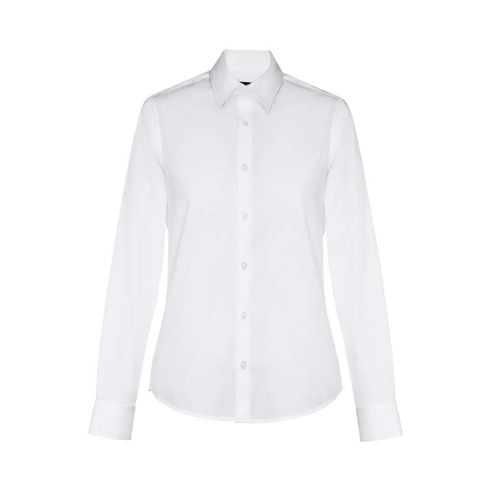 THC PARIS WOMEN WH Langärmeliges Popeline-Hemd für Frauen Weiße Farbe