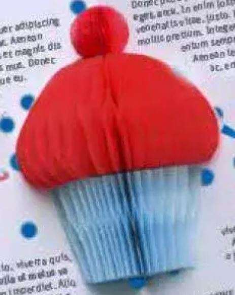2D-Muffin aus Waben-Papier zum Einkleben in Klappkarte