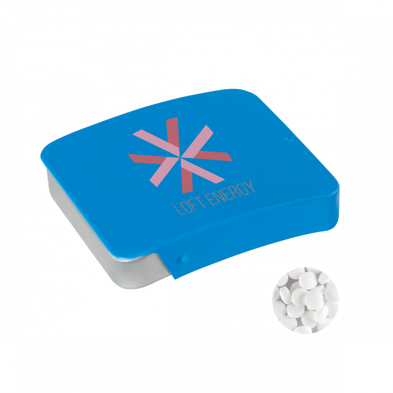 Blechdose mit Schiebedeckel mit ca. 10 gr. extra strong Minties `Triangle`