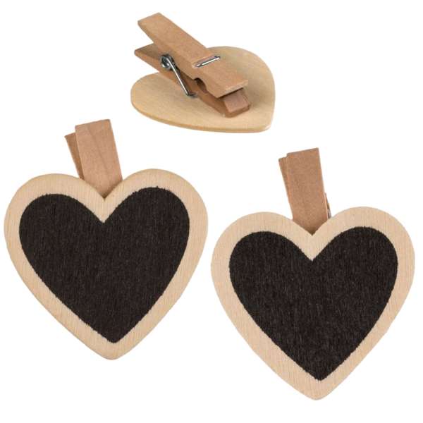 Mini-Tafel Herz mit Klammer, 12er Set