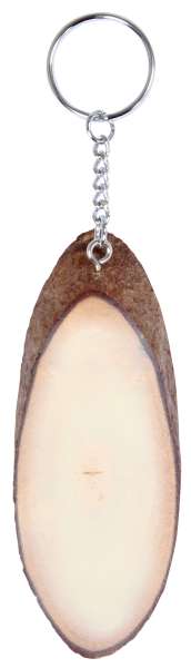 Schlüsselanhänger mit ovaler Rindenscheibe