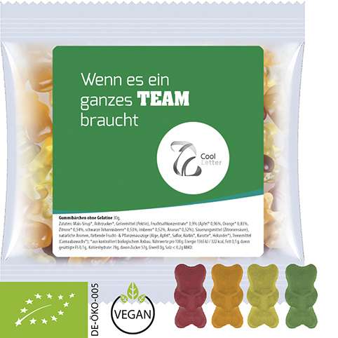 Bio Gummibärchen ohne Gelatine, ca. 30g, Express Maxi-Tüte mit Etikett