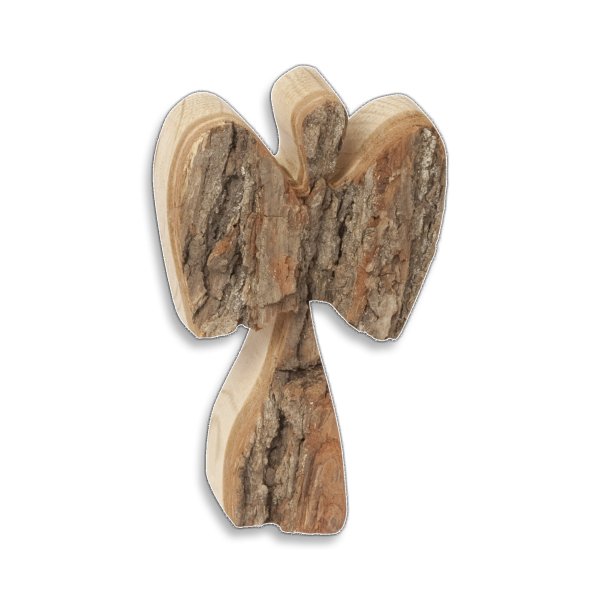 Dekoartikel Engel mit Rinde aus Holz 12 cm