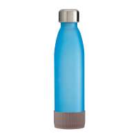 Flasche cyan, Hülle braun