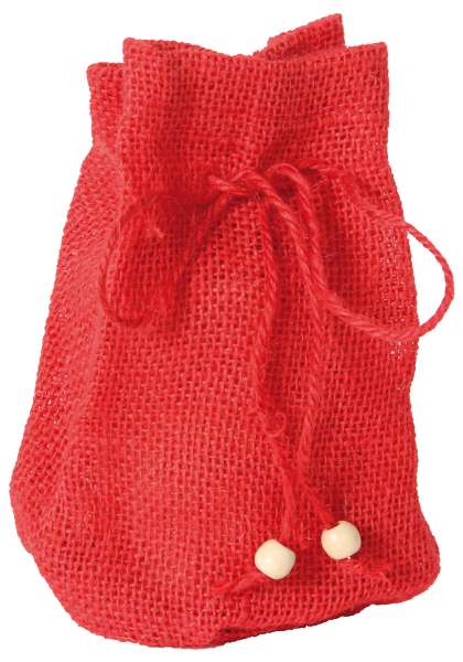 Jutesäckchen mit Boden, groß rot