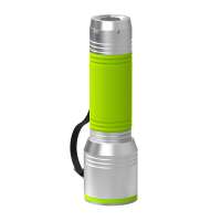 Taschenlampe silber, Ring hellgrün, Hülle hellgrün