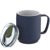 Becher blau, Deckel olivgrün