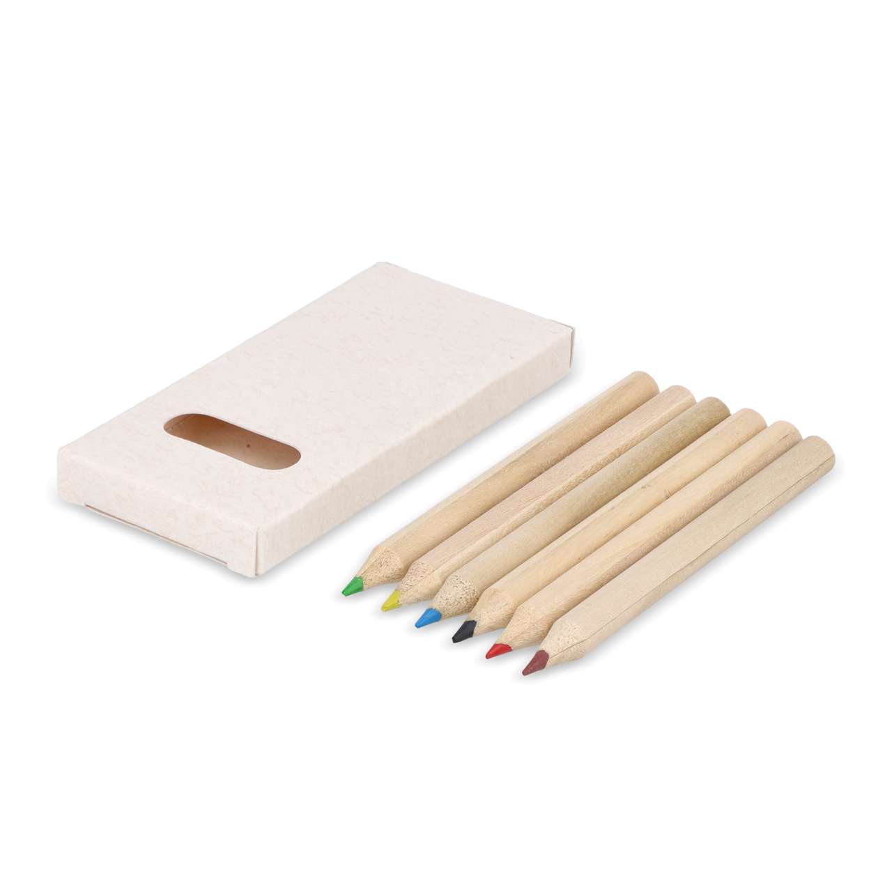 6 Buntstifte in einer Schachtel aus recyceltem Milchkarton