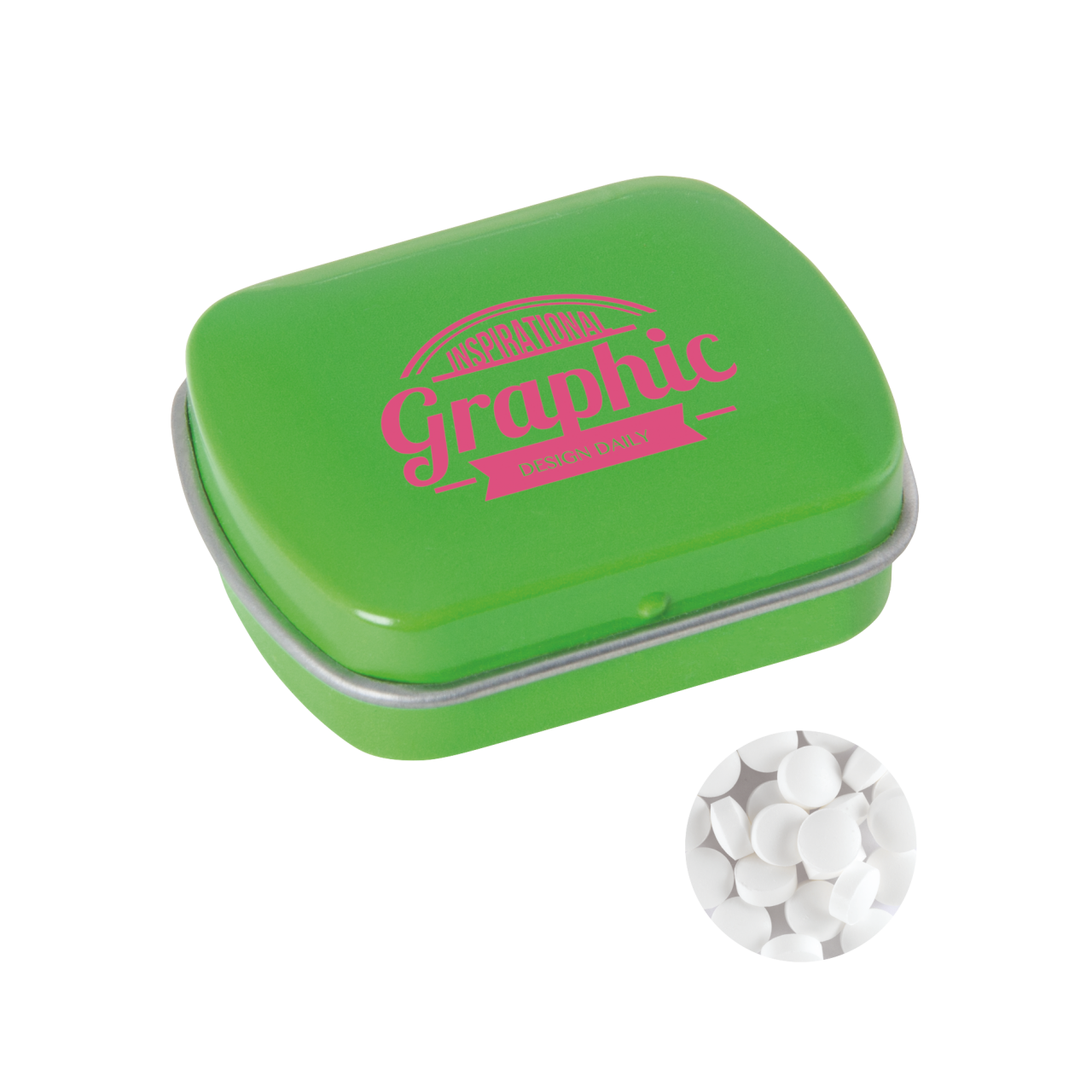 Kleine Blechdose mit ca. 10 gr. extra strong Minties `Triangle`