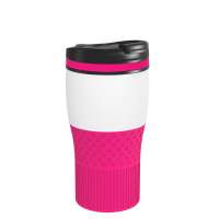 Becher weiß, Ring magenta, Hülle magenta