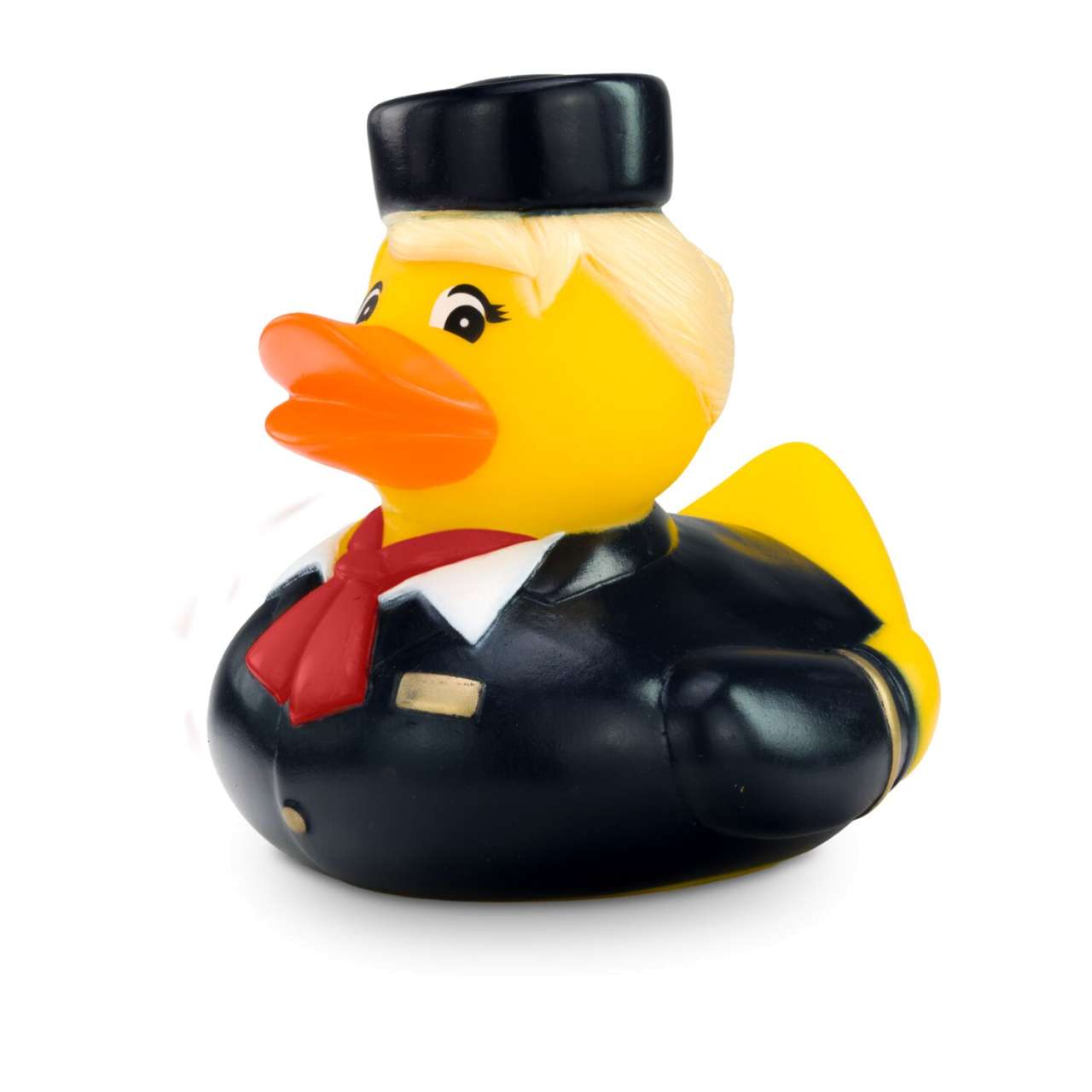 Werbeente Steffi Stewardess mit rotem Halstuch