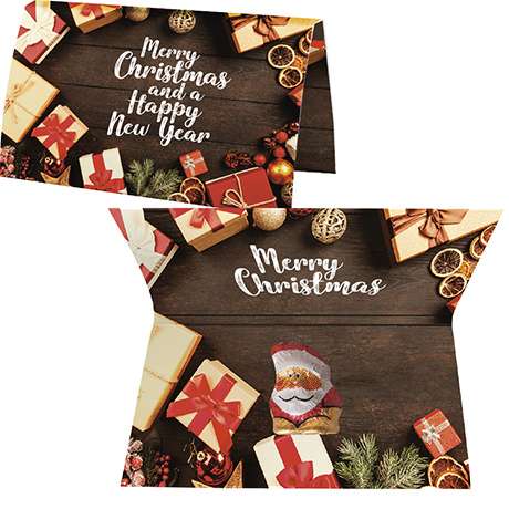 Mini Schoko-Weihnachtsmänner, ca. 7g, Werbekarte A6 gefaltet